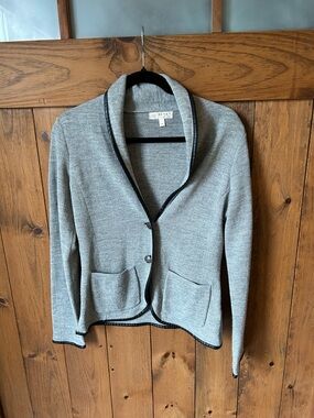 Kenar Women's Light Gray Knit Blazer with Black Trim